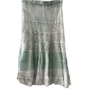 Hippie Boho Gyspy Skirt Women’s Green Sz Large Green Floral - Picture 1 of 9