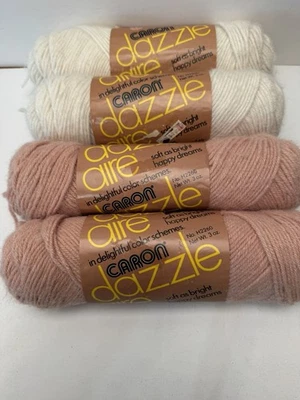 4-3oz Madejas-CARON "DAZZLEAIRE" Acrílico/Nylon HILO 2 Off White 2 Frosty Camel Foto 1 de 4