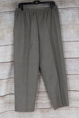 VINTAGE Womens Size 16 Pull On Straight Leg Pinstripe Slacks Pants Brown - Image 1 of 4