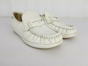 SAS klassische weiße Leder-Slipper Penny-Loafer Damen 7 bequeme Schuhe Mokassinnaht - Bild 1 von 12