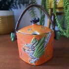 Vintage Oriental Japanese Preserve Jar With Cane Handle Dragon Motif Fairylite