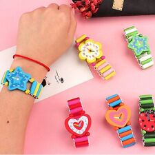 Colorful Kids Watch Toy Cartoon Elastic Watch Wristbands Wood Bracelets  Gift