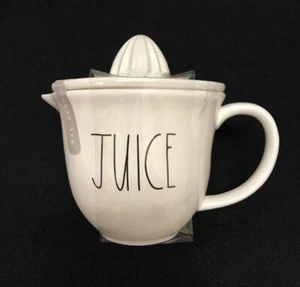 Rae Dunn LL Squeeze Juicer Cup Dimples Cream Black Lettering Farmhouse 2 Pc NWT - Picture 1 of 5