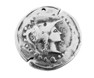 Rimorchio Medaglione Ottone Argentato IN Used Look Minott 27932 - Immagine 1 di 2