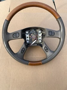 2003-2006 Cadillac Escalade Leather & Wood Grain Steering Wheel - Neutral - Picture 1 of 6