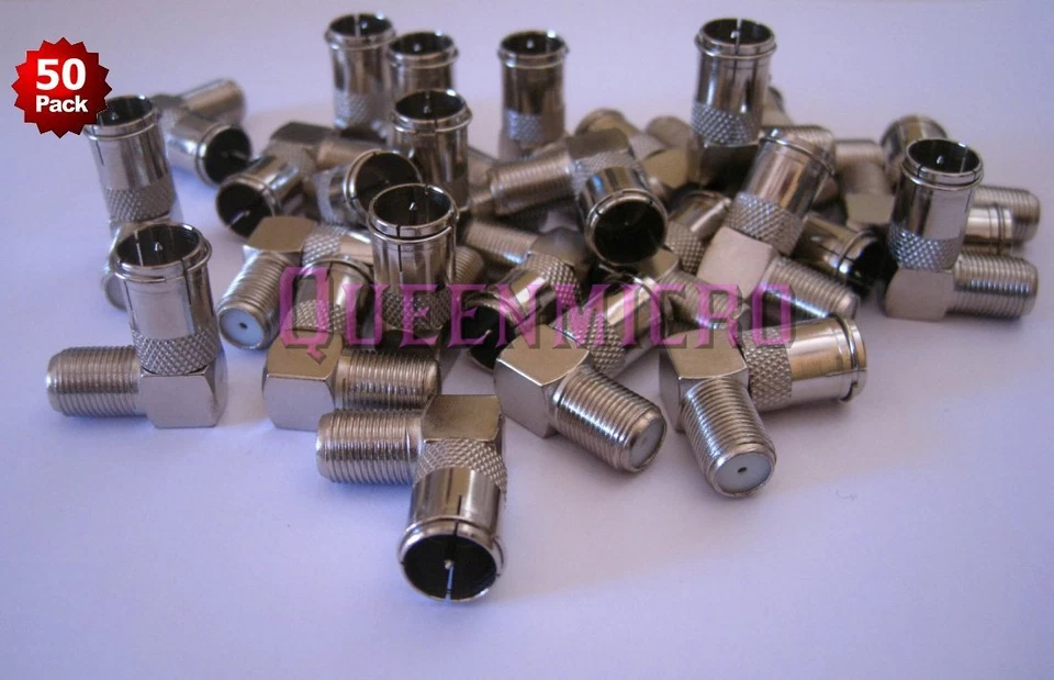 50x F Typ Push-On rechter Winkel Schnell Koax Koaxial Stecker Buchse Stecker Adapter - Bild 1 von 1