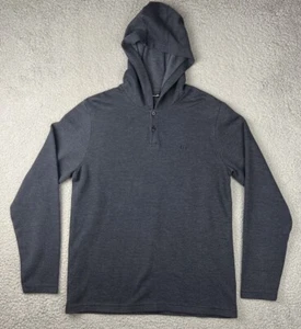 Travis Mathew Hoodie Mens Medium Blue Sweatshirt Button Collar Casual Logo Cozy - Picture 1 of 6