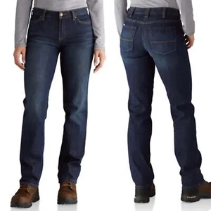 Carhartt Original Fit Blaine Jeans Straight Leg Mid Rise Stretch Denim 2 Short - Picture 1 of 8