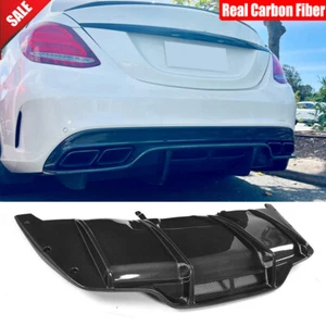 For Mercedes-Benz W205 C205 C63 Coupe 15-17 Real Carbon Rear Bumper Diffuser Lip - Picture 1 of 13