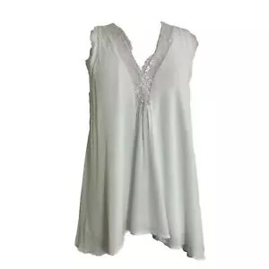 PPLA Womens Shirt White Size Medium Lace Detail Sleeveless Lined Top - Picture 1 of 10