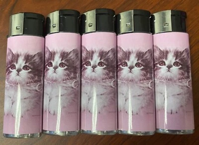 Kittens in Bows C2 Lighters Set of 5 Electronic Refillable Butane - Image 1 of 3