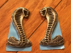 1994-1998 Ford Mustang Cobra Snake Fender Emblems OEM Chrome Silver - Picture 1 of 2