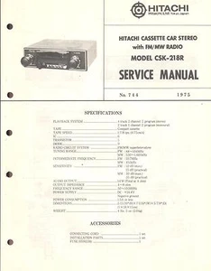 Hitachi Original Service Manual für CSK - 218 R - Picture 1 of 1