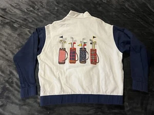 VINTAGE DONECKERS WOMENS GOLF SWEATSHIRT JACKET STITCHED DESIGN SZ LARGE - Picture 1 of 10