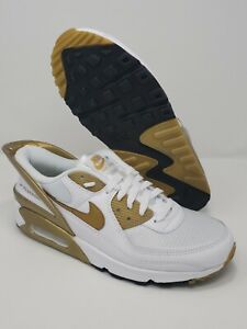 Nike Mens SIZE 8 Air Max 90 FlyEase White Metallic Gold Shoes CU0814-100 NEW