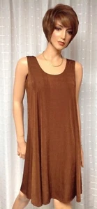 JOSTAR Brown SHORT TANK DRESS Poly Spandex Knit TRAVEL Cover-Up S M L XL 2X 3X - Picture 1 of 6