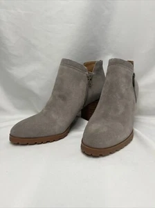 Lucky Brand Noryn Womens US 8.5 M Driftwood Oiled Suede Ankle Bootie Zip Heeled - Picture 1 of 21