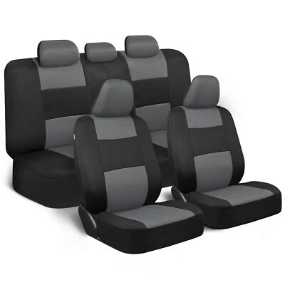 Juego de funda de asiento gris/negro para coche auto SUV tela de poliéster 60/40 banco dividido Foto 1 de 4