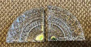 Two Waterford Heavy Cut Crystal QUADRANT Bookends - Fan Style - Picture 1 of 2
