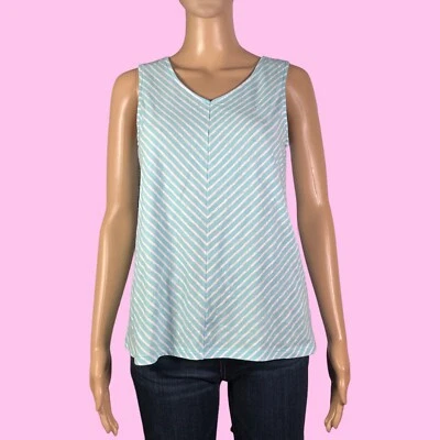 Talbots Petites Striped Linen Blend Sleeveless Top Size Petite Medium - "Lorrie" - Image 1 of 4