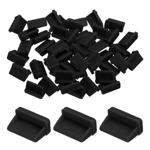 50 pièces fiches de port USB type A couvre capuchons silicone anti-poussière, noir - Photo 1/7