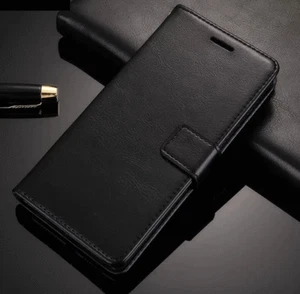 Neuf Noir Luxe Cuir Étui Pour IPHONE 6 6S Carte Argent Poche Portefeuille #1227 - Photo 1 sur 2