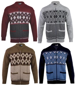  Klassische Herren-Strickjacke mit Reißverschluss Argyle Diamant Opa S - 5XL  - Bild 1 von 9