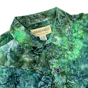 Camisa de pesca JAHARI WEST azul verde hawaiana patrón con botones 2XL - Imagen 1 de 9
