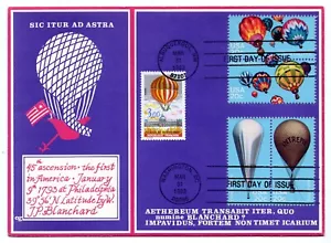 US 1983 SPECIAL BALLOONIST COMMEMORATIVE OF PIERRE BLANCHARD ON FDC - Picture 1 of 2