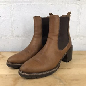 Thursday Boot Co Womens Sz 10.5 Knockout Chelsea Boots Brown Leather Chunky Heel - Picture 1 of 13