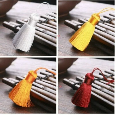 2x Luxury Silky Tassel DIY Costume Fringe Trim Fabric Sew Keyring Colorful Decor - Image 1 of 4