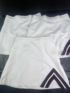 3 Cheerleader Uniform Skirts Adult M White 28" Waist All Matching Varsity Brand - Picture 1 of 7