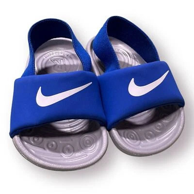Sandalia Nike Unisex Niños Kawa BV1094-400 Azul Gris Cómoda Sin Cordones Talla 2C Foto 1 de 4