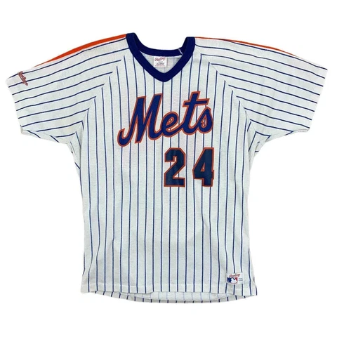 VTG Willie Mays New York Mets Pinstripe Baseball Jersey  Size XL USa Made Cover