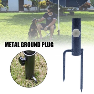 Iron Sun Beach Patio Umbrella Holder Parasol Ground Fixed Spike Fishing Stand - Picture 1 of 12