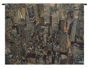 New York Night Cityscape Skyscraper Italian Tapestry Wall Art 24x36 Inch Decor - Picture 1 of 10