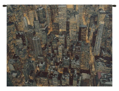 New York Night Cityscape Skyscraper Italian Tapestry Wall Art 24x36 Inch Decor - Image 1 of 4