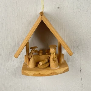 Belén vintage adorno navideño madera laminada años 60 Mary Joseph - Imagen 1 de 4