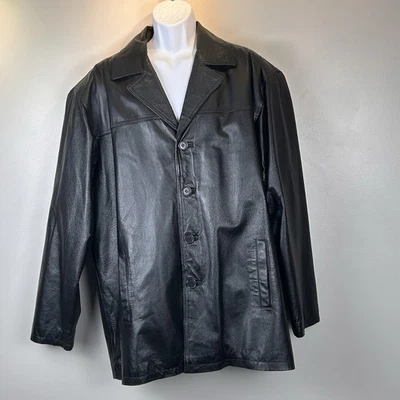 EE. UU. Chaquetas de Cuero para Hombres 3XL Negro Abotonado Blazer Bikercore Años 90 Grunge Edgy Foto 1 de 4