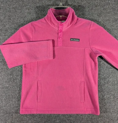 Columbia 1/4 Snap Fleece Pullover Sweater Girls Youth Medium Pink *Stain* - Image 1 of 4