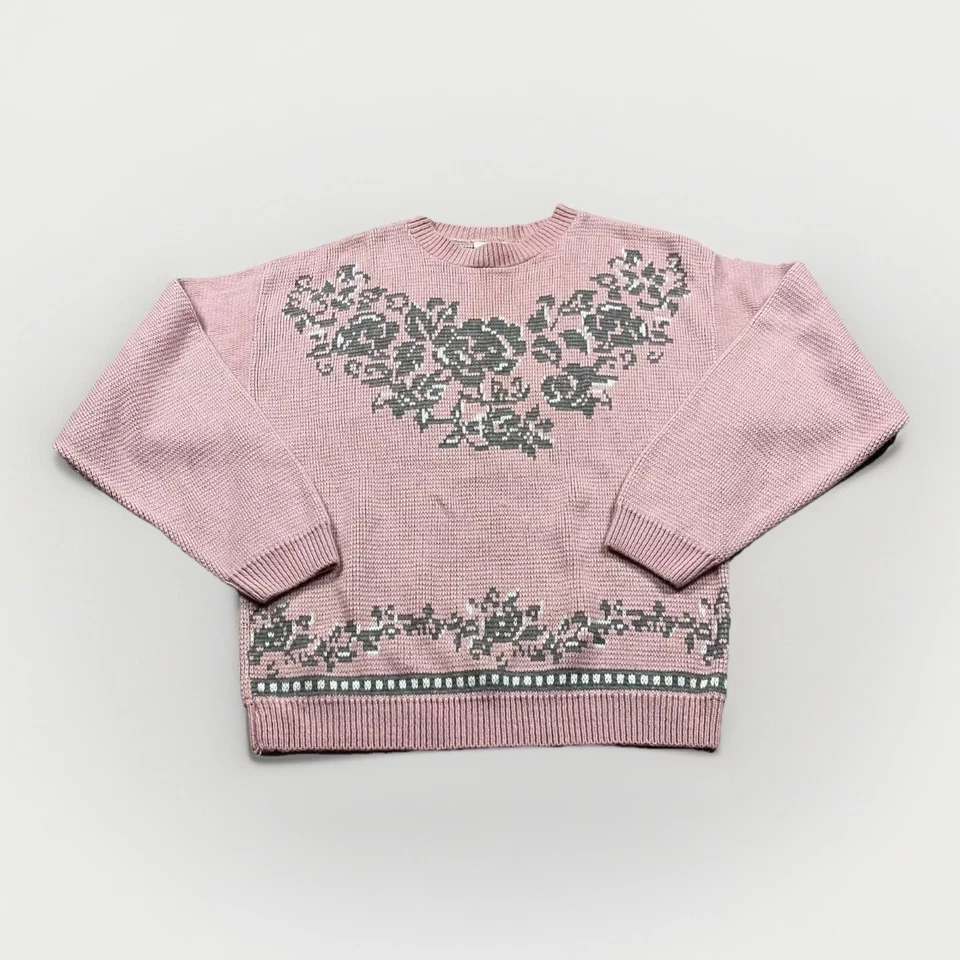 Vintage Floral Bohemian Cottage Core Floral Sweater Pastel 80s Together Medium - Image 1 of 4