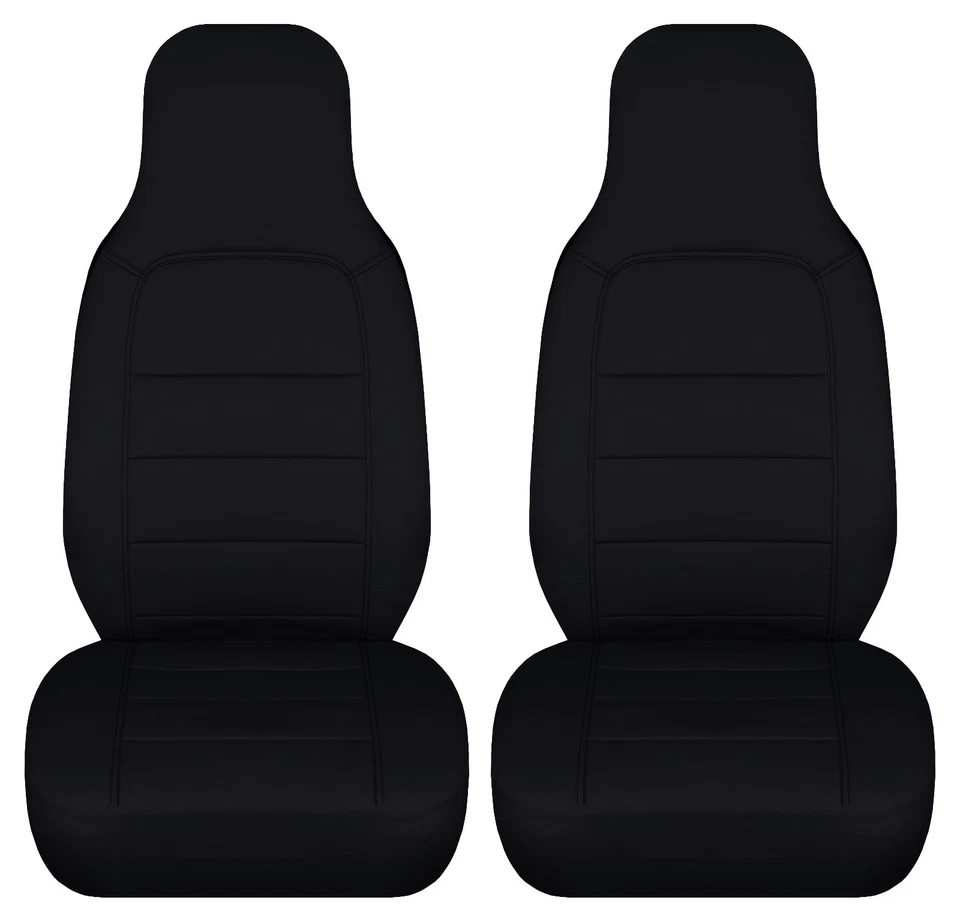 Fundas de asiento de coche delanteras de algodón negro liso para Mazda MX-5 Miata 1990-1998 Foto 1 de 1