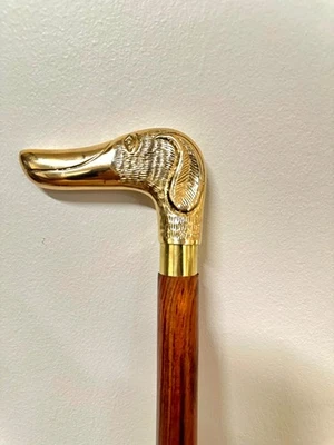 Brass Dog Head Handle Cane/medieval/cosplay/vintage/canes/usa/fast shiping - Image 1 of 3