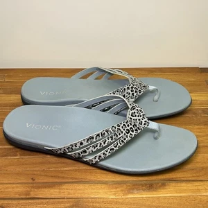 Vionic Alta Women's Size 8 Blue Leopard Orthapedic Flip Flop Sandals S - Picture 1 of 11
