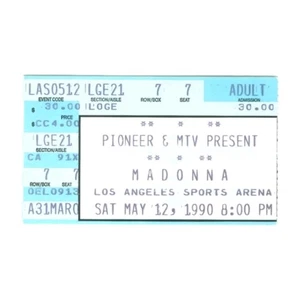 Stub biglietto Madonna Los Angeles Sports Arena CA 5/12/1990 Pioneer & MTV - Foto 1 di 1