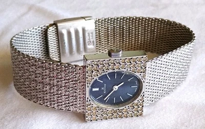 Reloj EDOX Vintage Damas Hecho en Suiza Malla Plateada Esfera Azul - Excelente Estado Foto 1 de 4