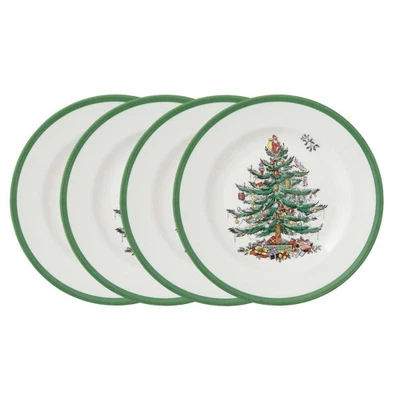 Spode Árbol de Navidad 8 Pulgadas Platos de Ensalada, Juego de 4, 8" - Apto para Lavavajillas Foto 1 de 4