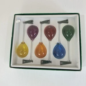 Faroy Set 6 Palloncini Vetro Soffiato a Mano Ornamenti Natalizi Clip-On Multicolore *LEGGI - Foto 1 di 9
