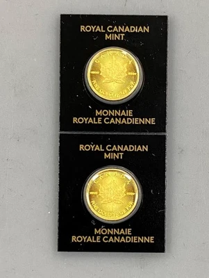 2 monedas Canadá 2022 1 gramo oro .9999 BU 50c hoja de arce en embalaje original L23394 Foto 1 de 4