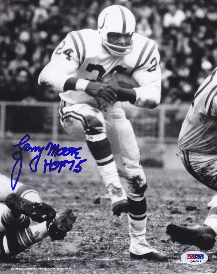 Lenny Moore SIGNED 8x10 Photo + HOF 75 Baltimore Colts PSA/DNA AUTOGRAPHED - Image 1 of 1